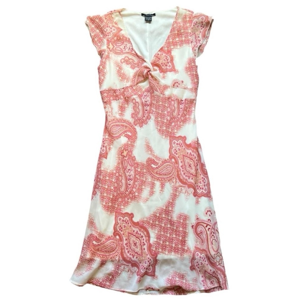 VINTAGE 90s Women’s Romantic Whimsical Fairycore Pink Paisley Midi Dress Sz 12
